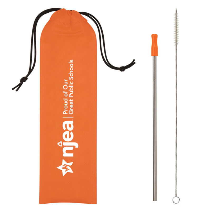 Stainless Steel Straw Kit - Orange