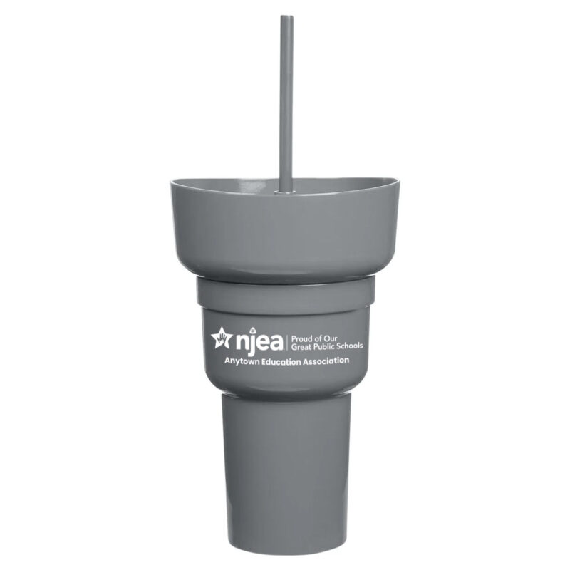 Recycled-PP-Stadium-Tumbler-w-Snack-Bowl-(Minimum-Order---72)-Grey