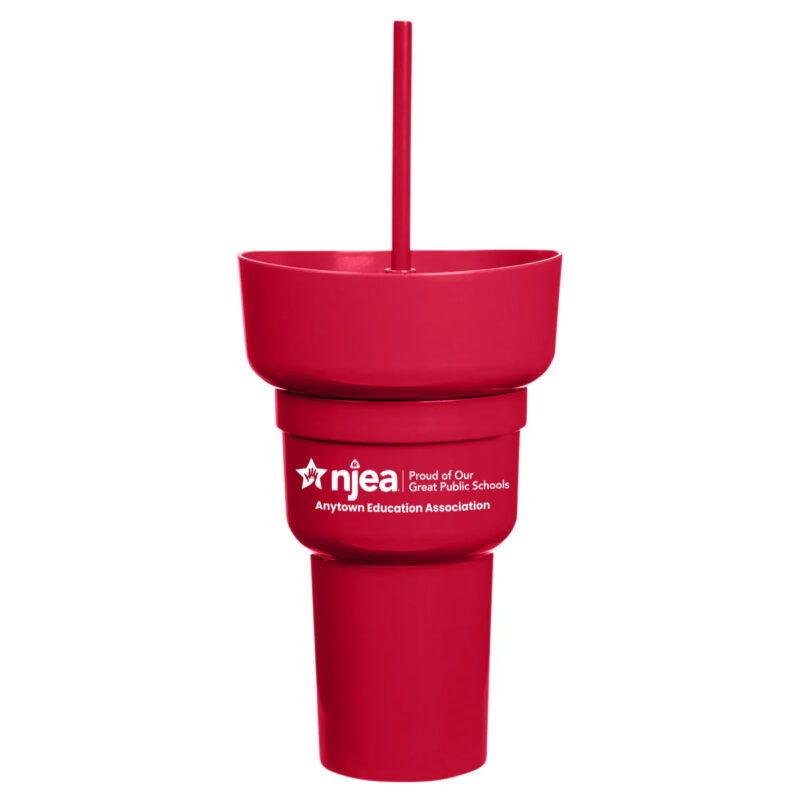 Recycled-PP-Stadium-Tumbler-w-Snack-Bowl-(Minimum-Order---72)-Red
