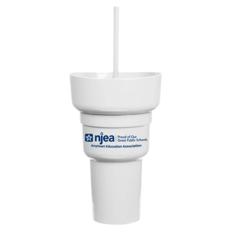 Recycled-PP-Stadium-Tumbler-w-Snack-Bowl-(Minimum-Order---72)-White