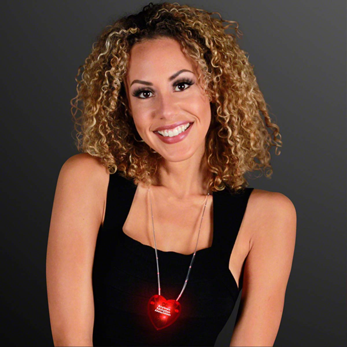 LED Red Heart Light Necklace (Minimum Order - 144) - Image 2
