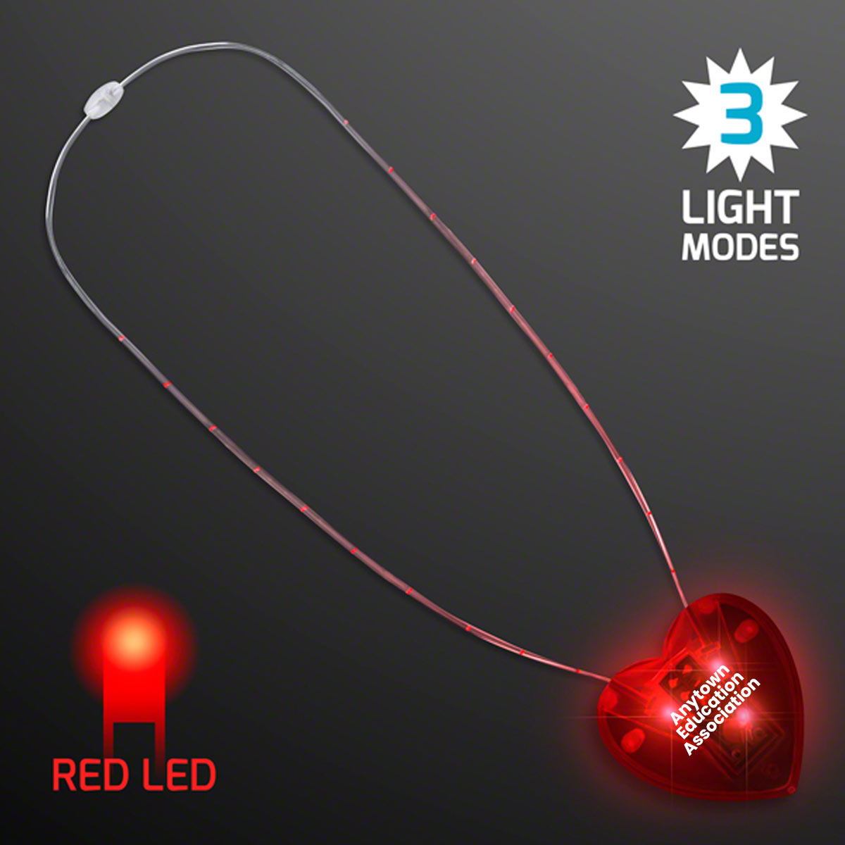 LED Red Heart Light Necklace (Minimum Order - 144)