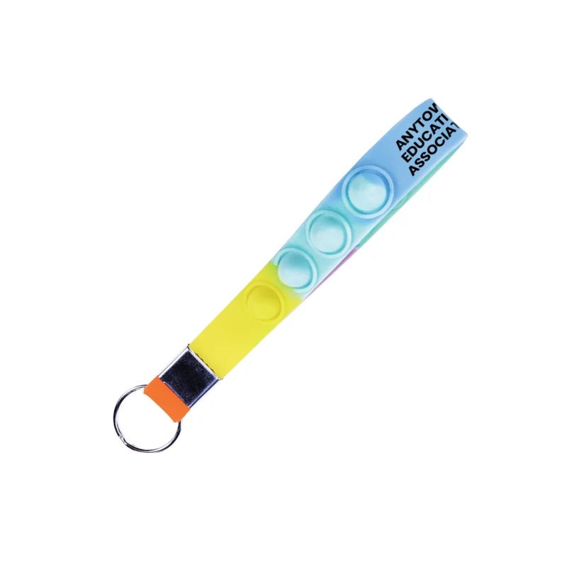 Rainbow Stress Pop Wristlet Key Chain (Minimum Order - 250)