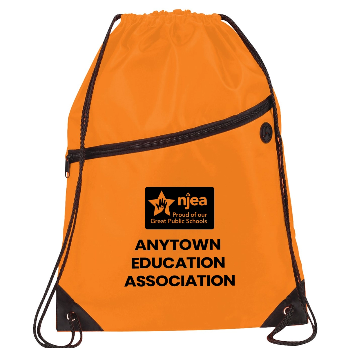 Robin Drawstring Bag w/Front Zipper (Minimum Order - 100) - Image 4
