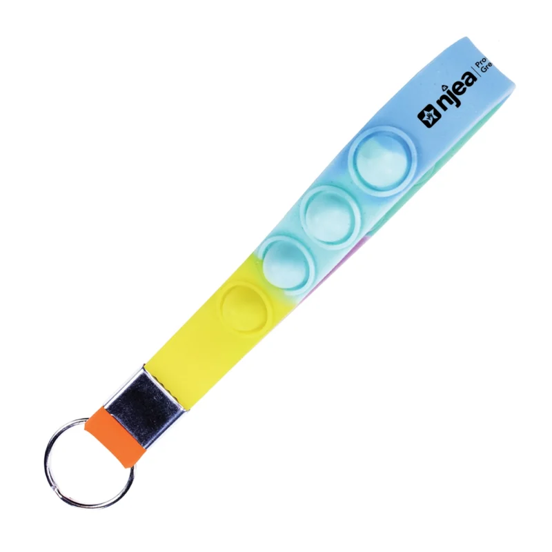 Rainbow Stress Pop Wristlet Key Chain/NJEA LOGO (Minimum Order - 25)