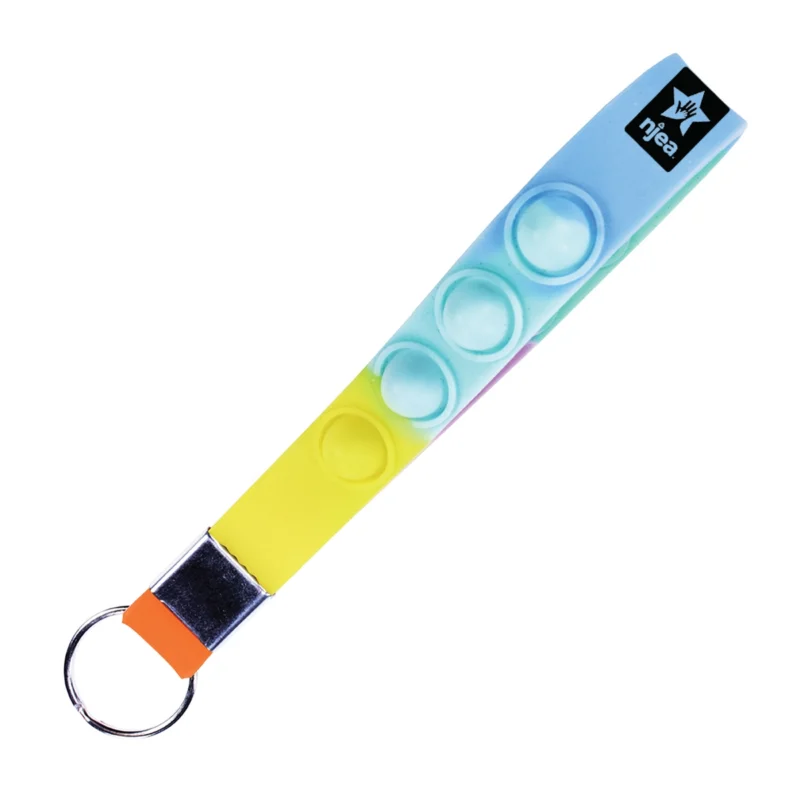 Rainbow Stress Pop Wristlet Key Chain/NJEA LOGO (Minimum Order - 25)