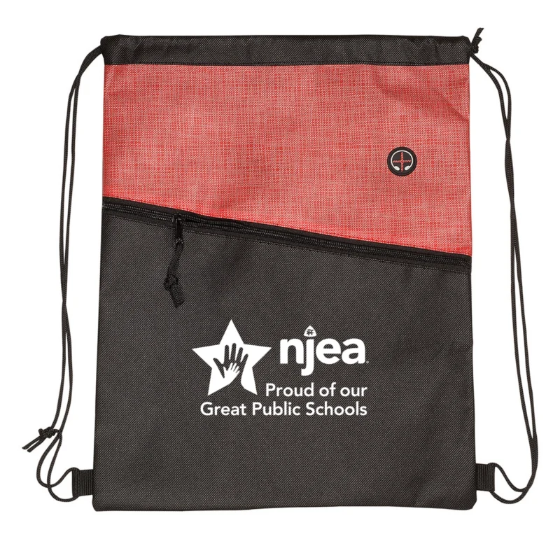 Alternative view of Heathered Non-Woven Drawstring Backpack/NJEA LOGO (Minimum Order - 25)